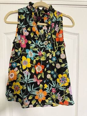 Sleeveless Floral V-Neck Camisole - Black Multicolor
